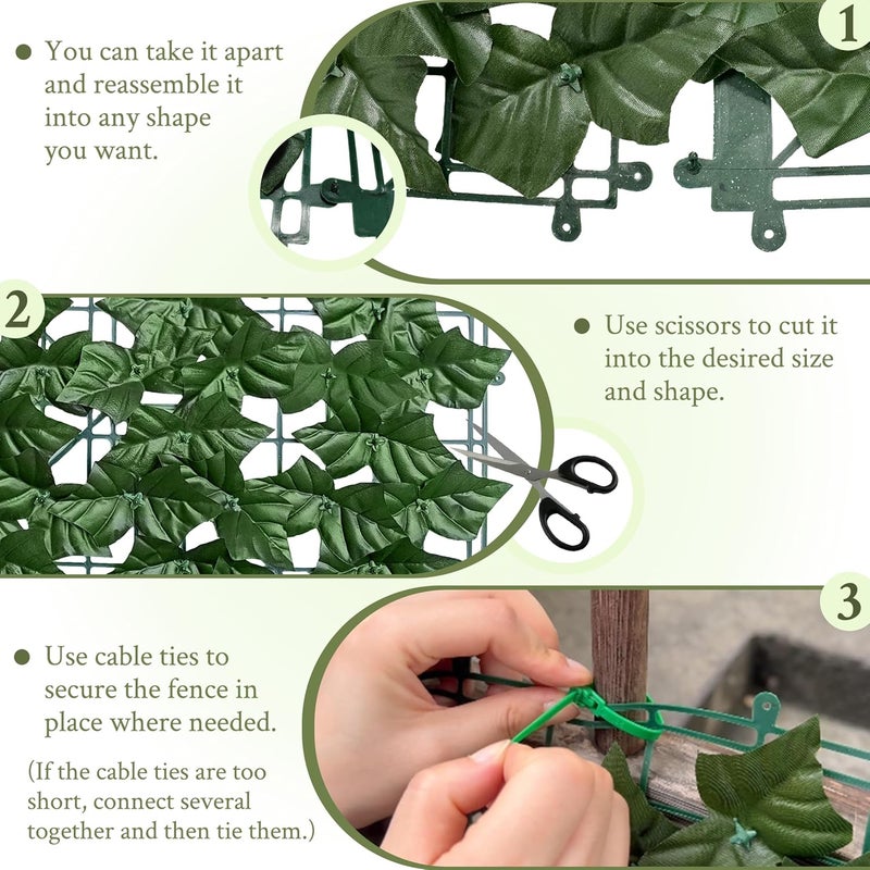 ODTORY Artificial Ivy Privacy Fence Wall Screen,40X120 in UV-Anti Faux Greenery Backdrop Ivy Vine Leaf Hedges Fence Panels for Patio, Balcony, Garden, Backyard Indoor Outdoor Green Wall Decor - Image 3